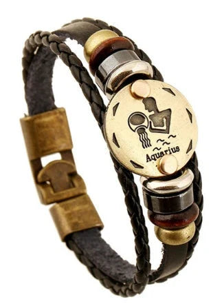 Stylish constellation-themed leather bracelet with adjustable length and variety of designs