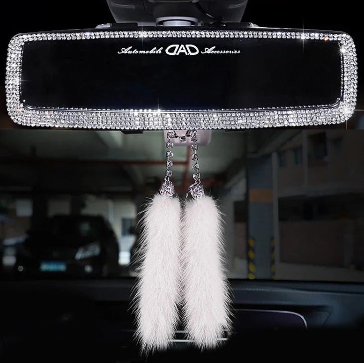 Luxury diamond car interior rearview mirror crystal rhinestones decoration