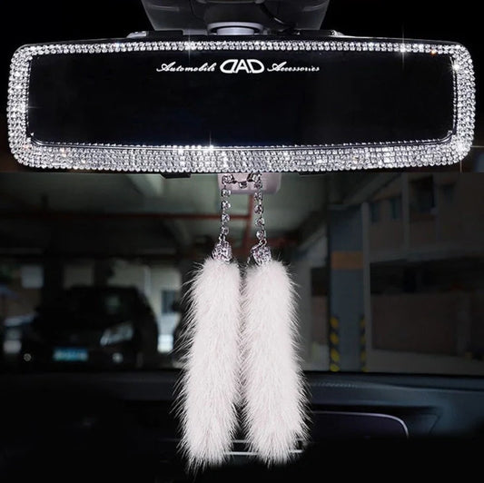 Luxury diamond car interior rearview mirror crystal rhinestones decoration