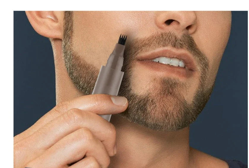 Beard Filler Pencil Kit for Men - Barber-Style Facial Hair Styling Brush and Concealer