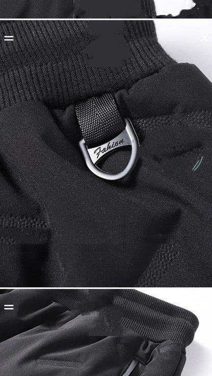 Men's padded cotton trousers with cashmere lining in black and grey