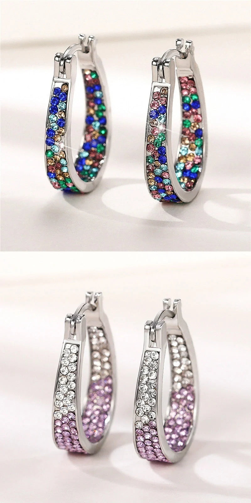 Colourful geometric diamond earrings for women with English letter detailing