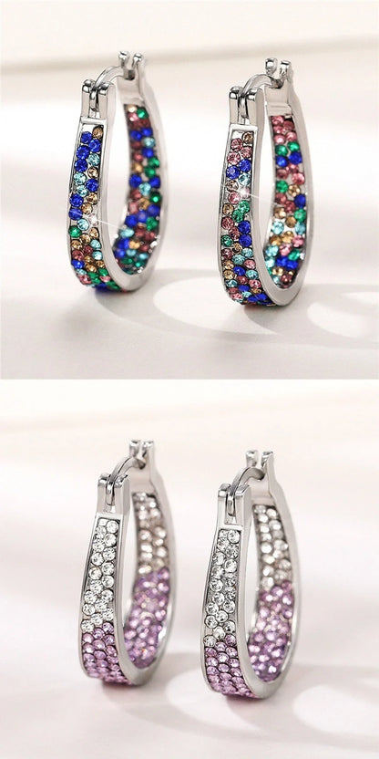 Colourful geometric diamond earrings for women with English letter detailing