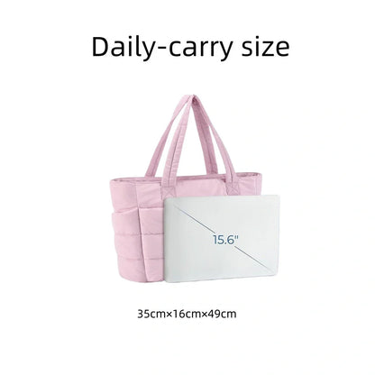 Premium cotton handbag with spacious design, secure zip-top closure, and thoughtful interior organisation for daily use