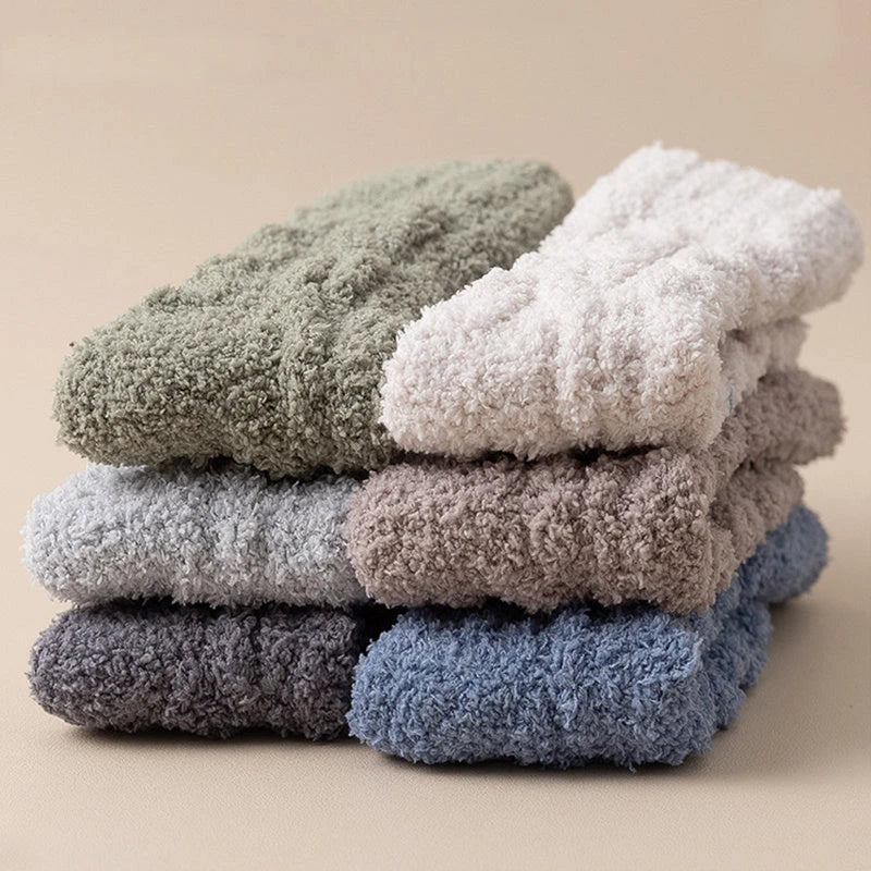 Plush velvet fleece socks in a variety of warm and cosy colours