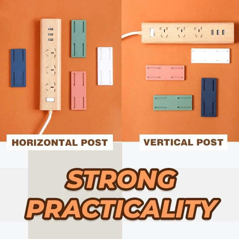 Self-adhesive wall hook in green, blue, white, and pink for cable organisation
