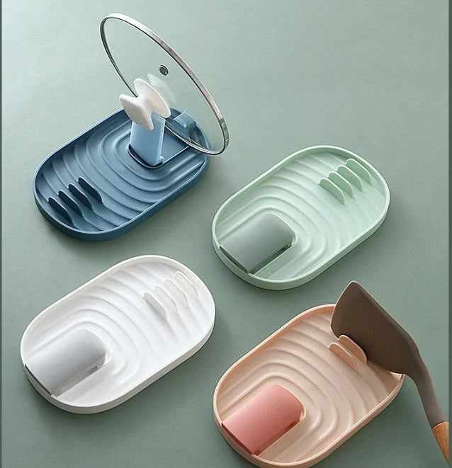 Nordic Pan Cover Storage Rack in Nordic Green, foldable and wall-mounted for kitchen organisation