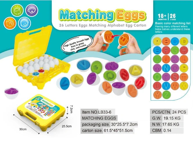 Educational smart egg toy for children, featuring 12 colourful eggs for shape and colour matching