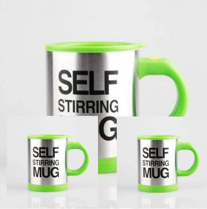304 stainless steel self-stirring mug with magnetic mixer in various colours