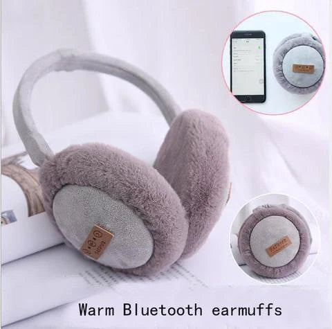 Bluetooth Earmuffs Headphones with warm plush lining for winter comfort