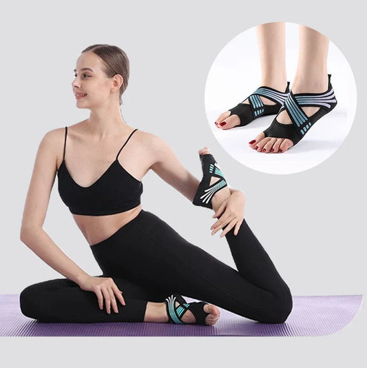 Professional Non-slip Gym Yoga Shoes in black, green, and rose red with anti-slip silicone sole