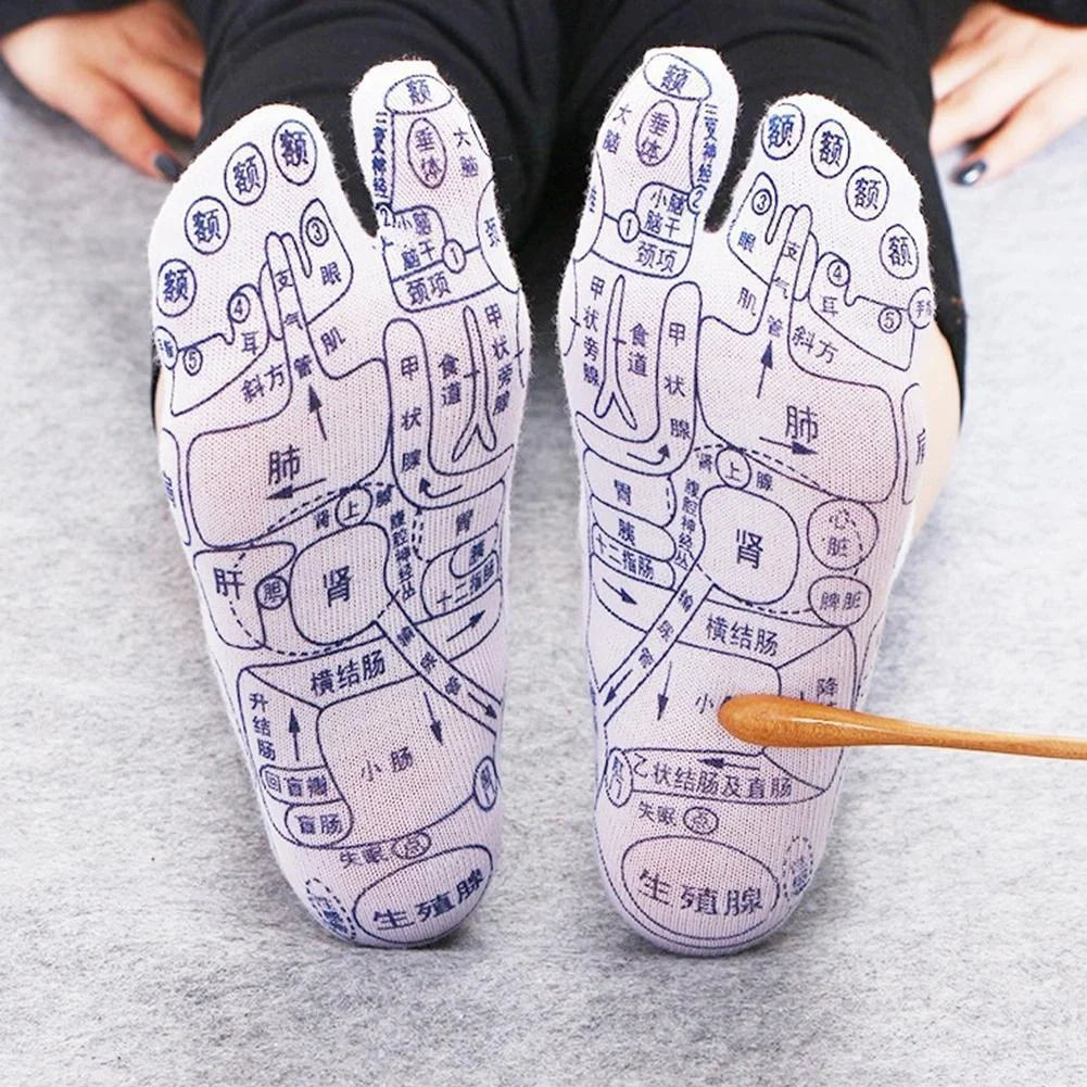 Reflexology socks with acupressure points for therapeutic foot massage