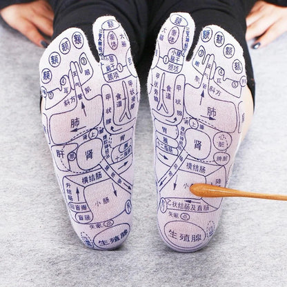 Reflexology socks with acupressure points for therapeutic foot massage