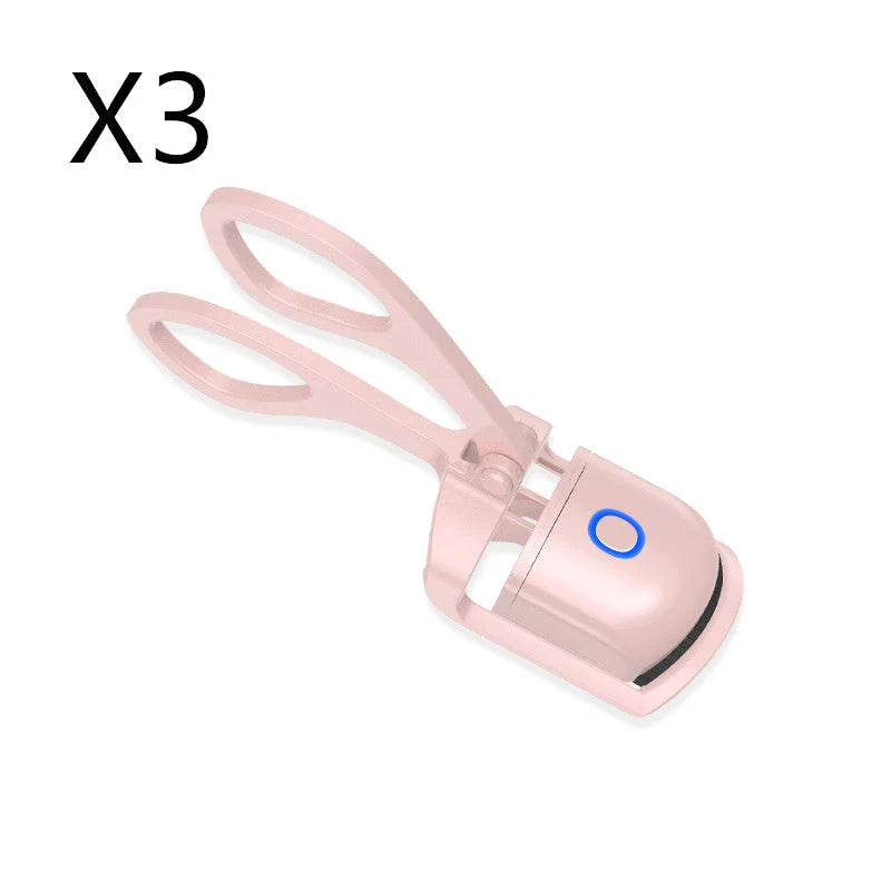 Rechargeable heated eyelash curler with temperature control, perfect for curling and defining lashes