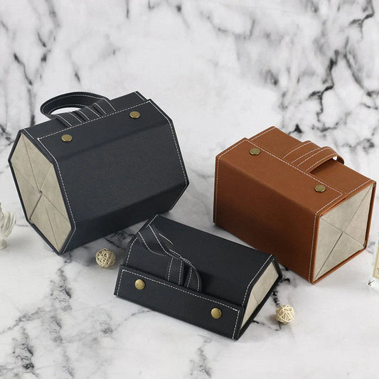 Foldable PU leather glasses organiser case with five slots for sunglasses and eyeglasses