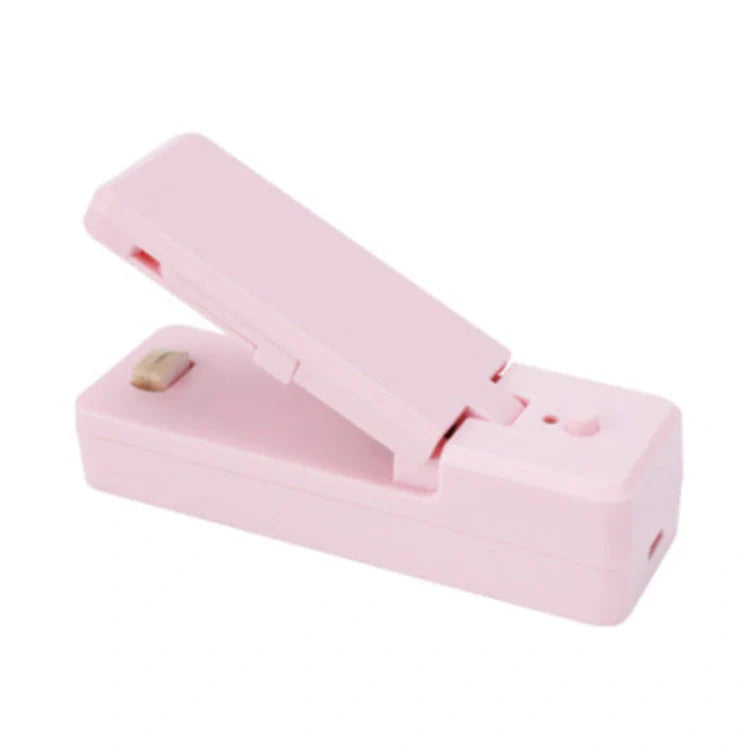 Portable ABS mini snack packaging bag heat sealing machine in grey, white, pink, and black