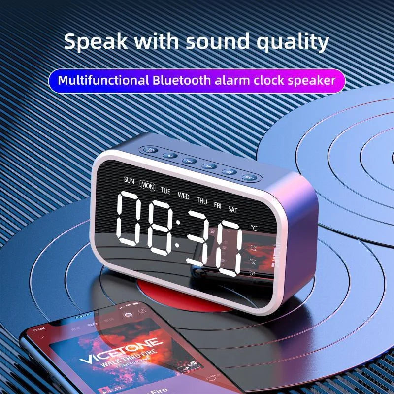 Desktop Alarm Clock with Bluetooth Wireless Audio in black, pink, or white