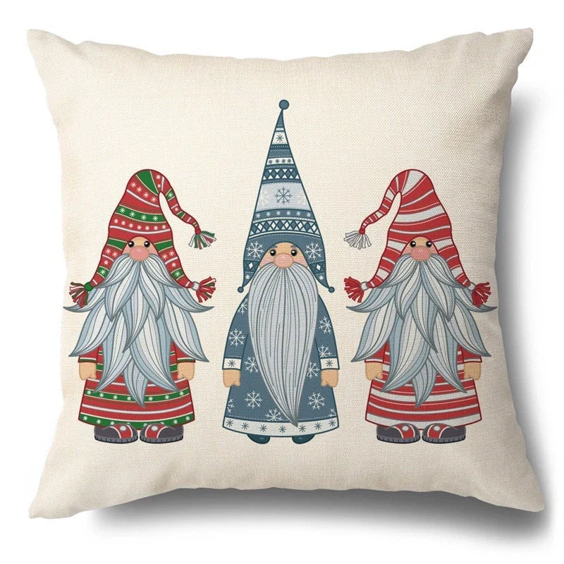 Christmas Hugging Pillowcase Flax Elk Design Sofa Cushion Cover with festive pattern