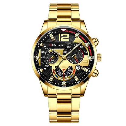 Premium stainless steel men's watch with bracelet in multiple color options