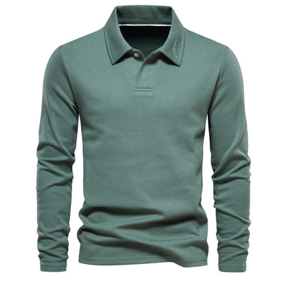 A versatile cotton polo shirt in a range of sophisticated colours, featuring a unique lapel design for a refined casual look.