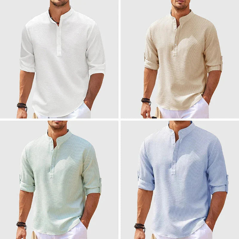 Premium casual cotton shirt in various colours with a stylish stand collar design