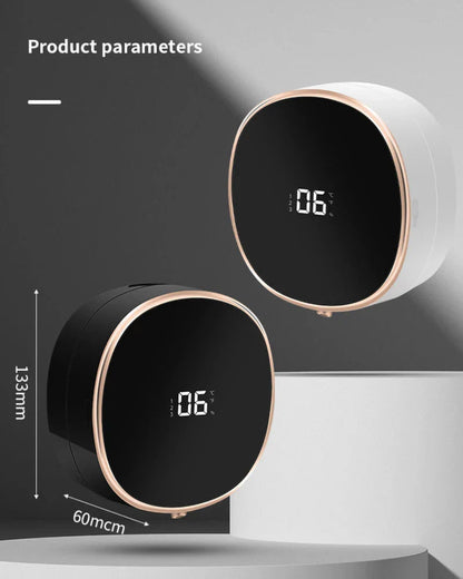 Touchless automatic soap dispenser with foaming action, infrared sensor, and rechargeable battery for hands-free, hygienic handwashing