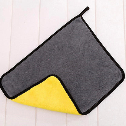 Sunny yellow coral velvet microfiber towel, 30x40cm, quick-dry