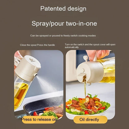 Versatile 470mL Olive Oil Sprayer with Dual Functionality - Spray or Pour for Cooking, Grilling, and More