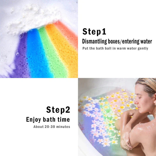 Aromatherapy bath bombs with essential oils, cloud-shaped fizzy balls for a soothing, moisturizing and exfoliating bath time experience