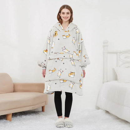 USB heated oversized hoodie blanket with large back heating area in various colors