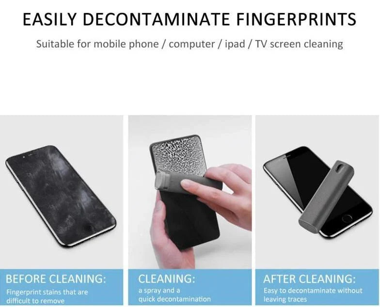 2-in-1 phone and computer screen cleaner kit with microfiber cloth for effective screen cleaning