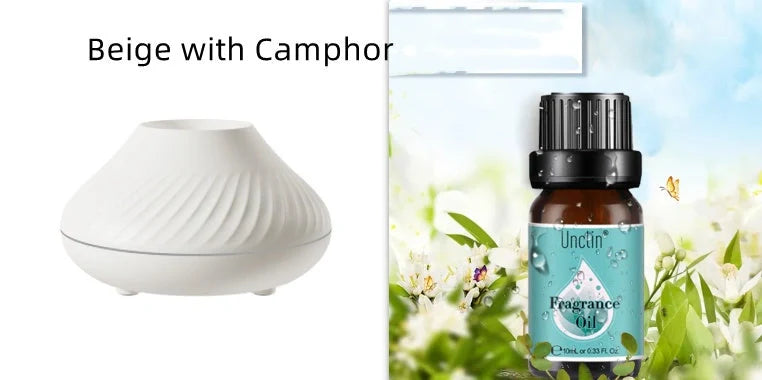 Volcanic Flame Aroma Diffuser with LED light and 130ml capacity in beige and black