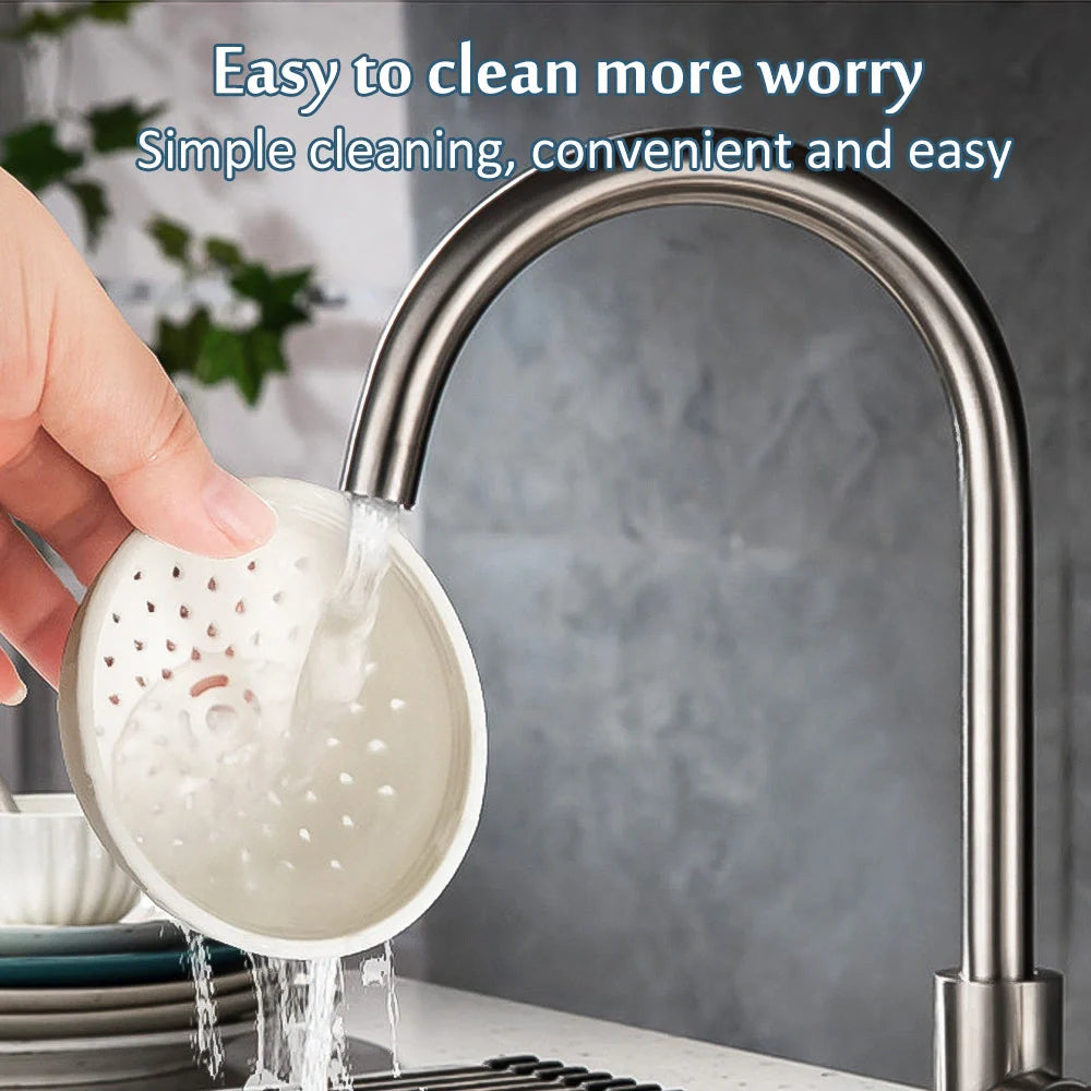 Silicone mini kitchen colander in white and green, perfect for filtering small items