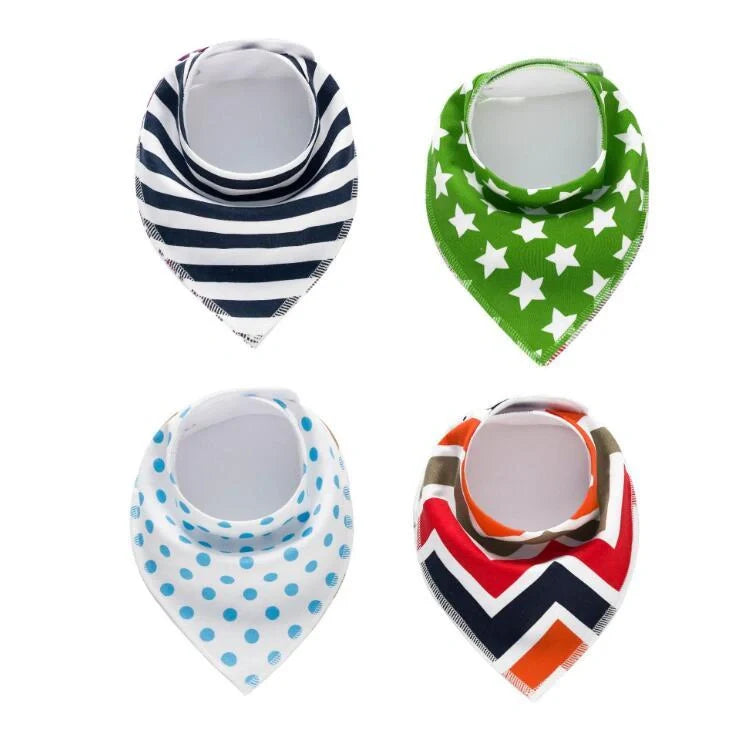 Stylish baby bibs set with arrow, wave, and triangle prints, perfect for keeping your baby clean and fashionable.
