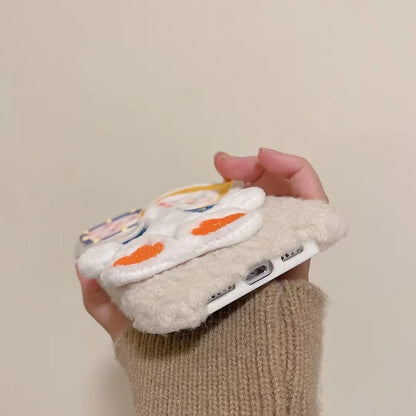 Cartoon cute question mark duck plush phone case for iPhone