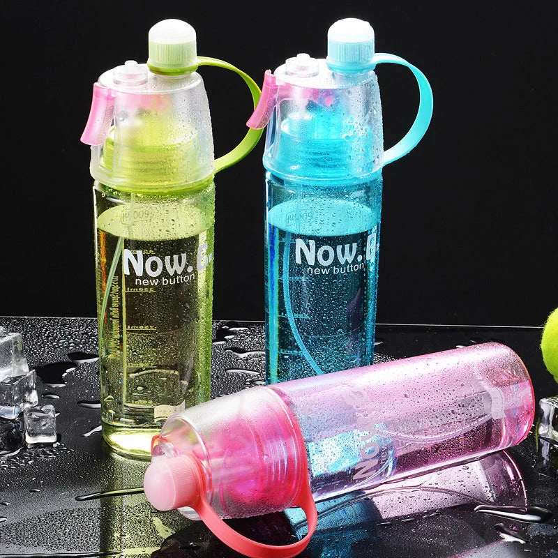Refreshing mist spray cup with adjustable water spray, transparent scale, and compact design for outdoor activities