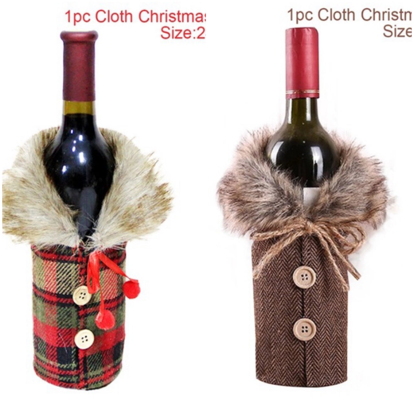 Festive Christmas wine bottle socks in vibrant colours, 14cm x 31cm