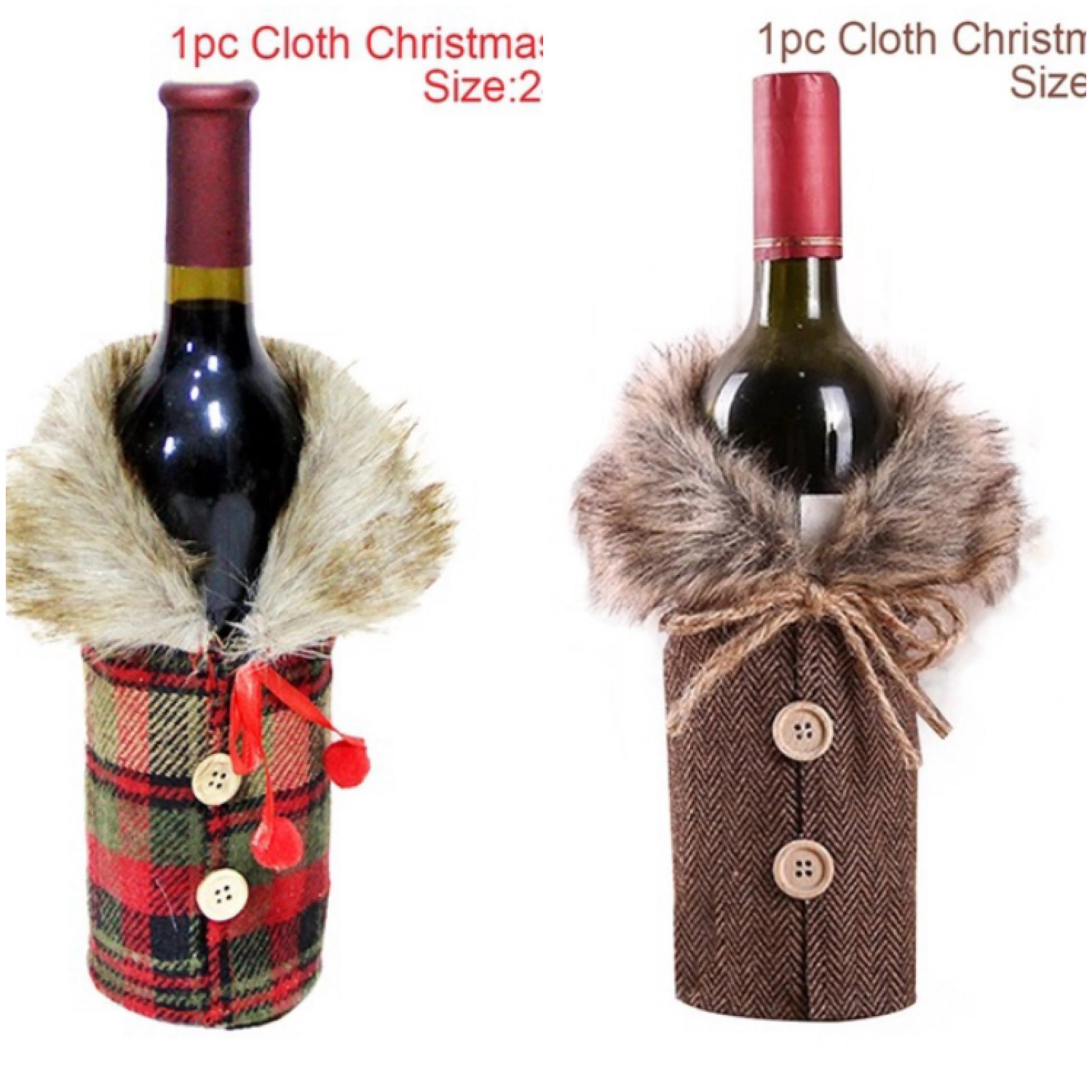 Festive Christmas wine bottle socks in vibrant colours, 14cm x 31cm