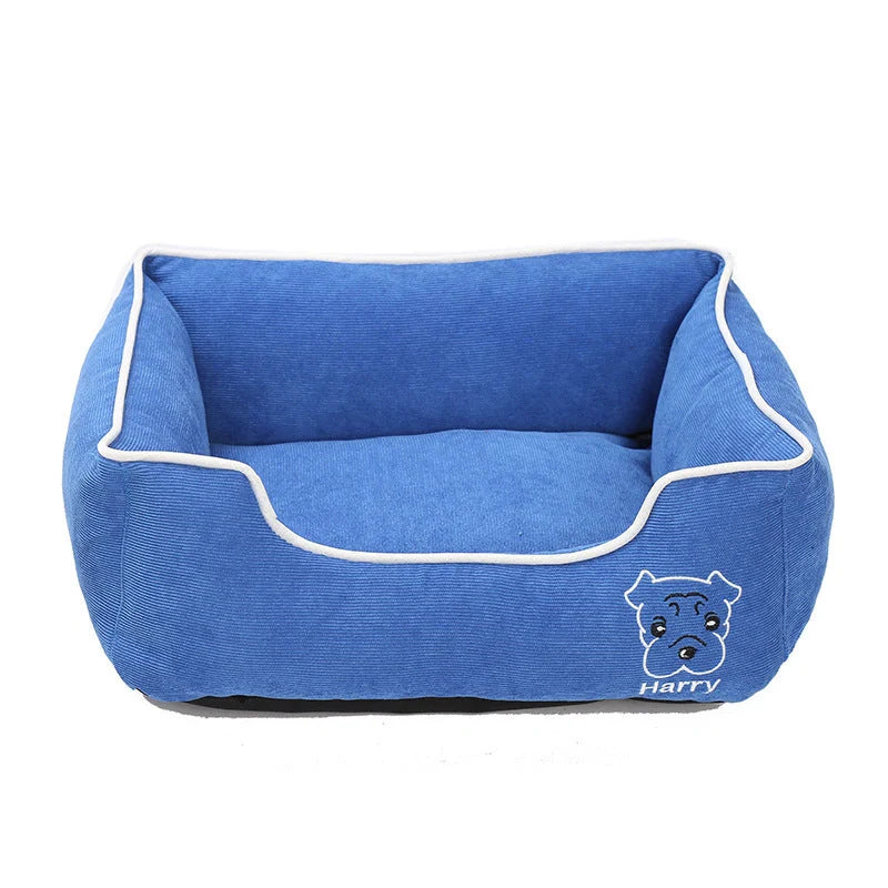 Durable corduroy bite-resistant pet kennel in various sizes and colours