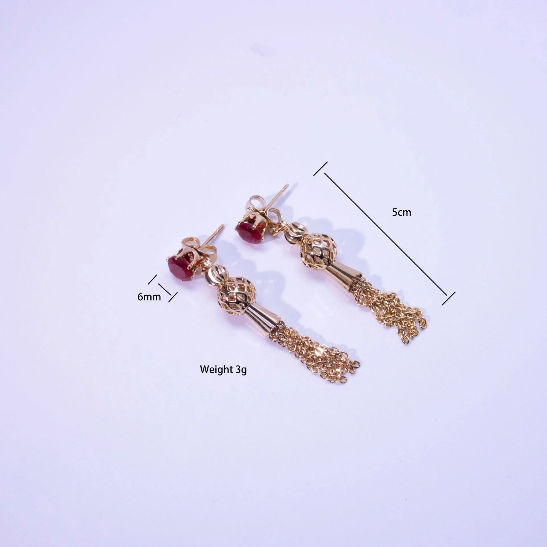 Gold-plated diamond tassel earrings for women with a copper base