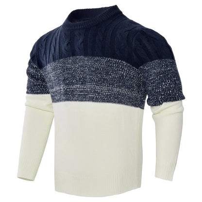Men's Casual Cable Knit Colour Block Sweater in various colors and sizes