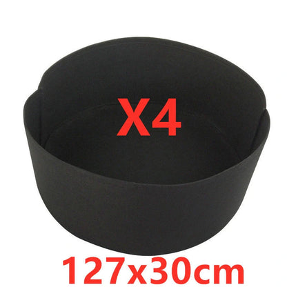 Round black and green fabric grow bags for garden plants with automatic drainage