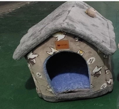 Cozy pet hideaway: Plush, foldable dog house and cat bed in various stylish designs