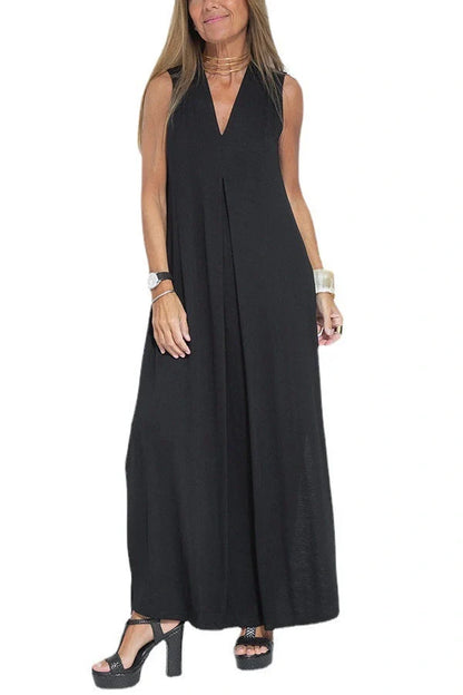 Stylish Women's V-neck Sleeveless Dress with Long Cardigan in various colors