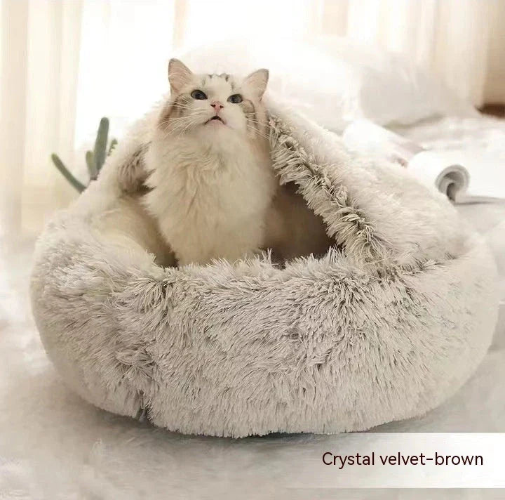Cozy and comfortable 2-in-1 pet bed for cats and dogs, featuring plush, warm, and soft materials