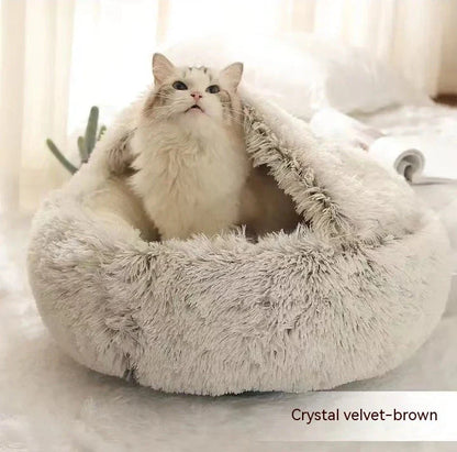 Cozy and comfortable 2-in-1 pet bed for cats and dogs, featuring plush, warm, and soft materials