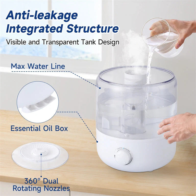 3L Mechanical Humidifier with BPA-free PVC and low water level protection
