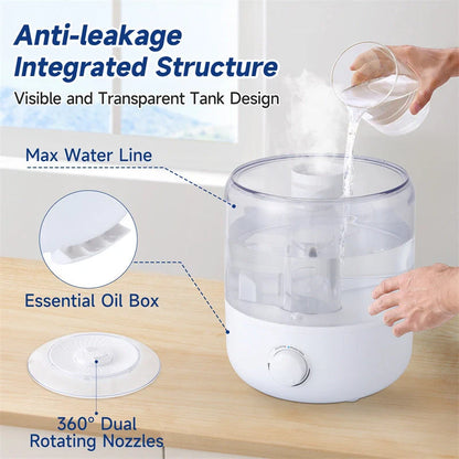 3L Mechanical Humidifier with BPA-free PVC and low water level protection