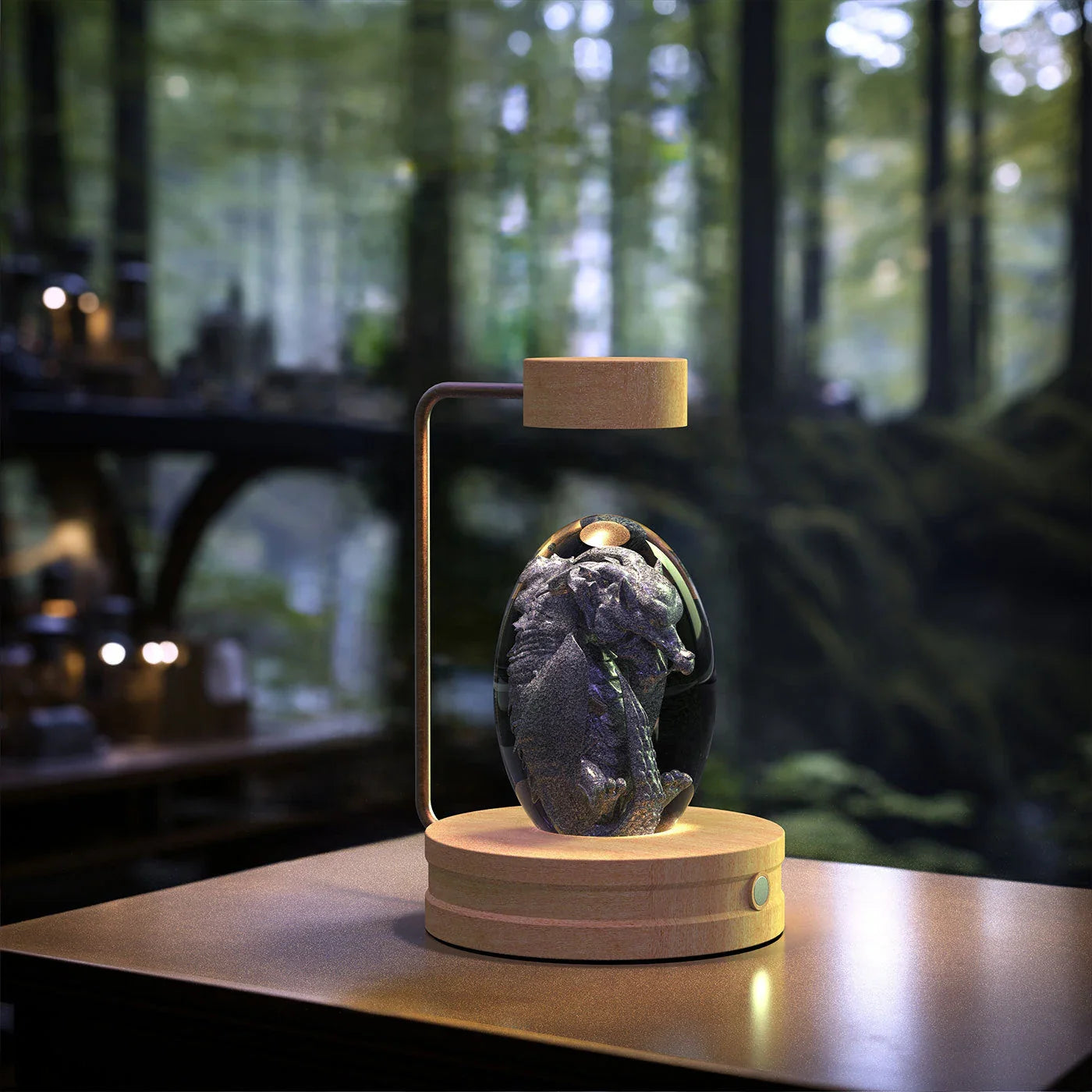 Enchanting crystal ball night light with cosmic designs, creating a warm and soothing ambiance in any room.