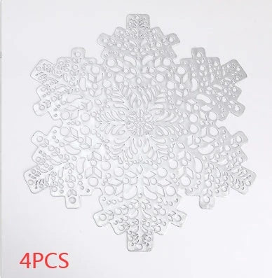 Elegant snowflake placemats made of premium PVC with heat and scald resistance for safe and stylish dining